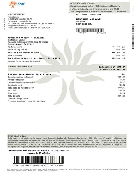 Romania Fake Utility Bill Template