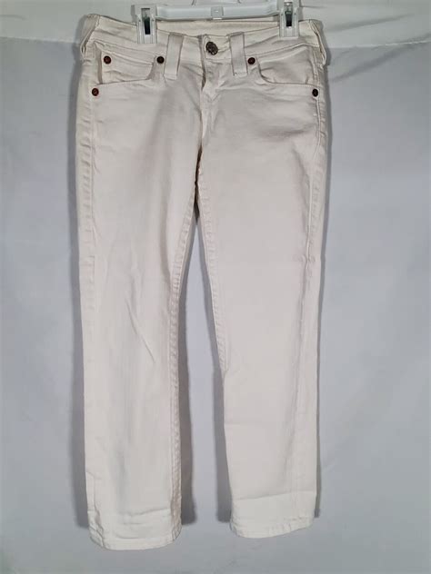 TRUE RELIGION IVORY WHITE CAPRI LOGO DESIGNER DENIM S… - Gem