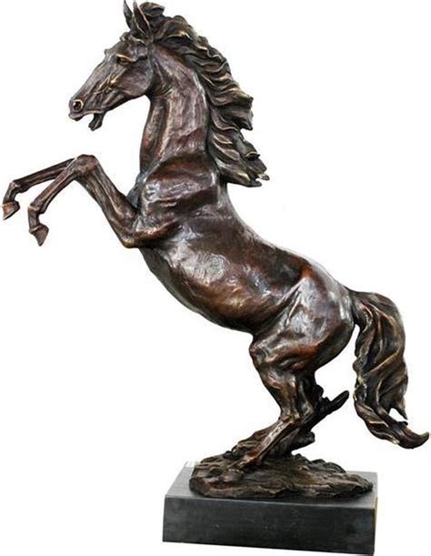 Steigerend Paard Bronzen Beeld Gedetailleerd Sculptuur Cm Hoog