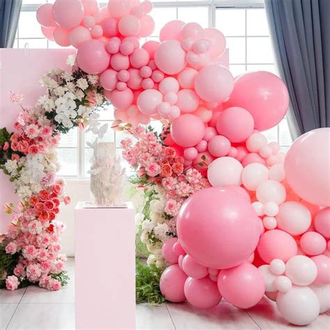 Buy SCMDOTI Pink Balloon Garland Arch Kit Double Stuffed Rose Pink Balloons And Nude White