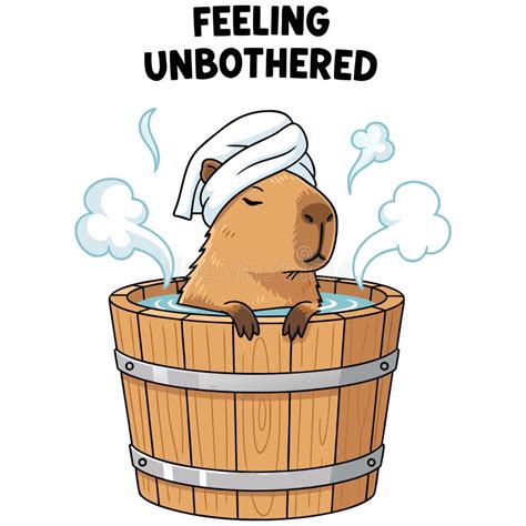 Relaxed Capybara In Hot Tub Vector Illustration With Text Feeling