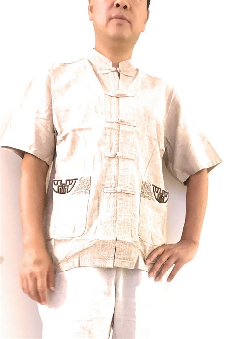 Tj Global Mens Traditional Chinese Linen Cotton Short Sleeve