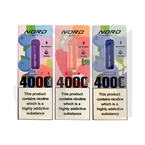 20mg Nord Bar Rechargeable Pod Device 4000 Puffs