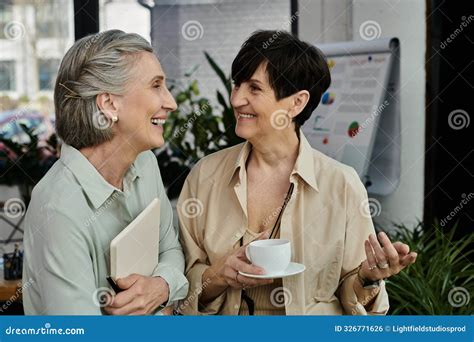 A Mature Beautiful Lesbian Couple Standing Stock Photo Image Of Leadership Standing