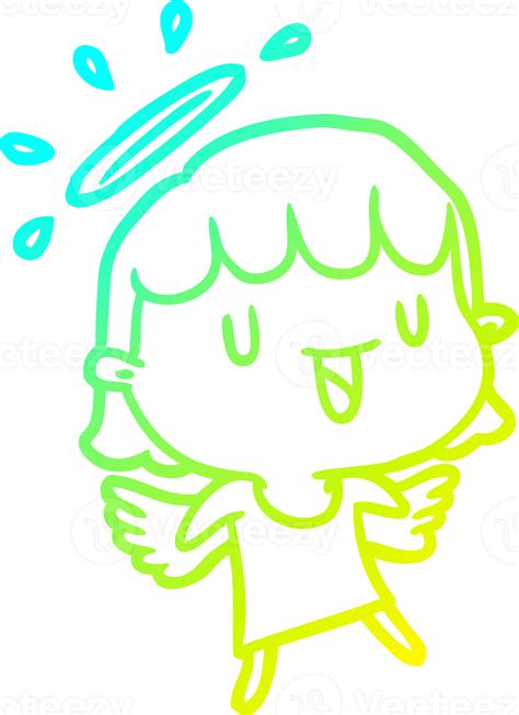 Cold Gradient Line Drawing Cute Angel 40696665 Png