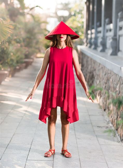 Fashion Portrait of a Beautiful Woman in Red Hat Stock Photo - Image of adult, dress: 156443102