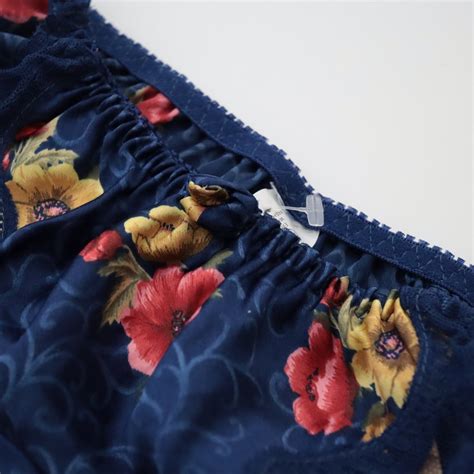 NEW VTG 100 Polyester Satin String Bikini Floral Lace Panties SZ S M