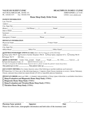 Fillable Online Home Sleep Test Order Form Fax Email Print Pdffiller