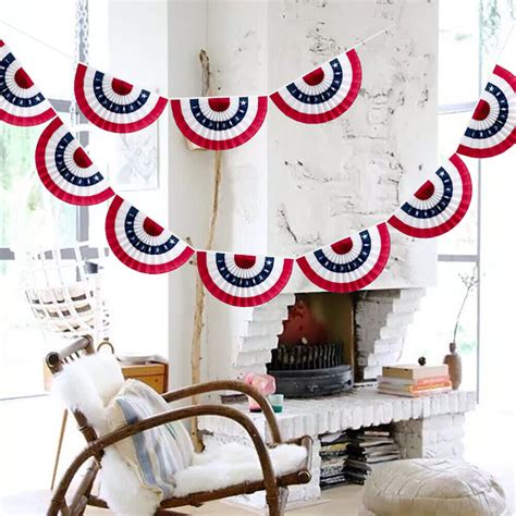 Independence Day Bunting Flag Th Of July Pleated Fan Flags Ebay