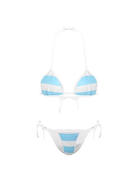 Buy Runhomal Womens Mesh See Through Mini Micro Bikini Lingerie Halter Neck Bras Tops And Thongs