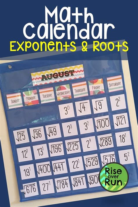 Math Calendar Bulletin Board With Exponents And Square Roots Calendar