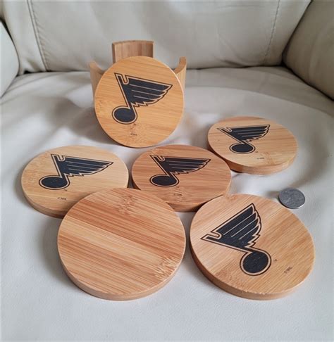 St Louis Hockey Logo Wooden 6 Coasters Set