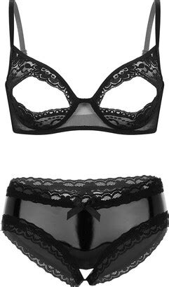 Mufeng Women S Lingerie Set Lace Wireless Unlined Quarter Cup Shelf Bra
