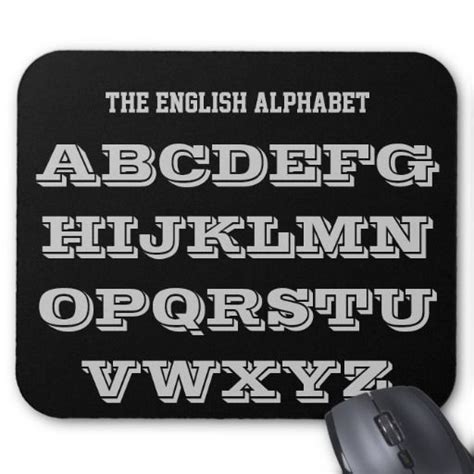 English Alphabet Gray And Black Mousepad By Janz English Alphabet