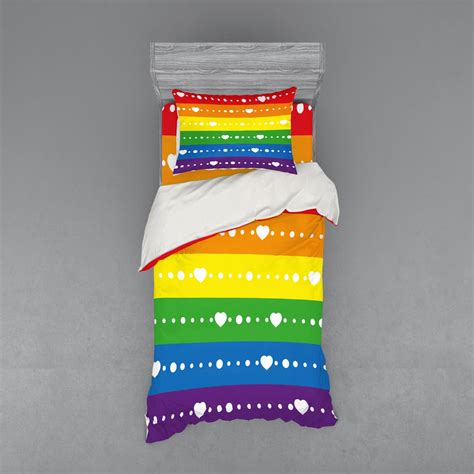Ambesonne Rainbow Bedding Set Pcs Gay Pride Flag Dots Twin Multicolor Walmart