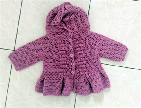Crochet Pattern #54 –“BABY HOODED Cardigan”-size 3ms-3yrs.detailed ...