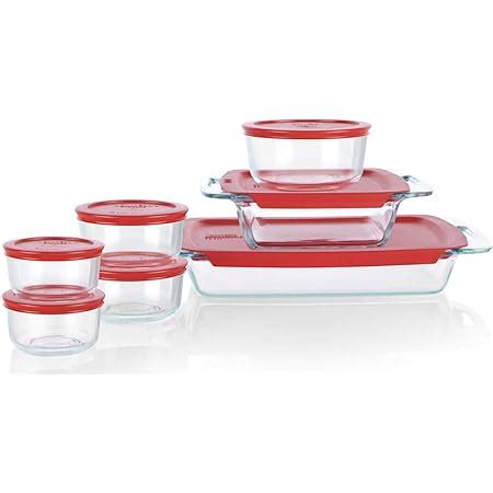 Pyrex Easy Grab Juego De 14 Platos De Vidrio Para Hornear Con Tapas