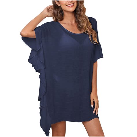 Summer Clearance Sale Tmoyzq Women S Swimsuit Coverups Ruffle Trim Oversized Bikini Kaftan