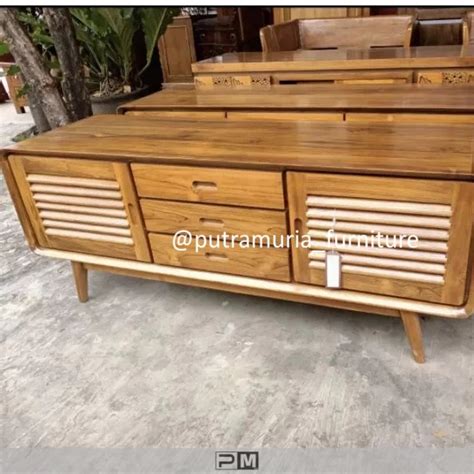 Jual Bufet Retro Minimalis Konsole Tv Kabinet Laci Kayu Jati Jepara