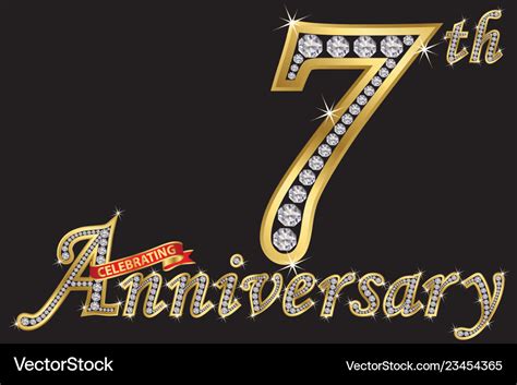 Celebrating 7th Anniversary Golden Sign Royalty Free Vector