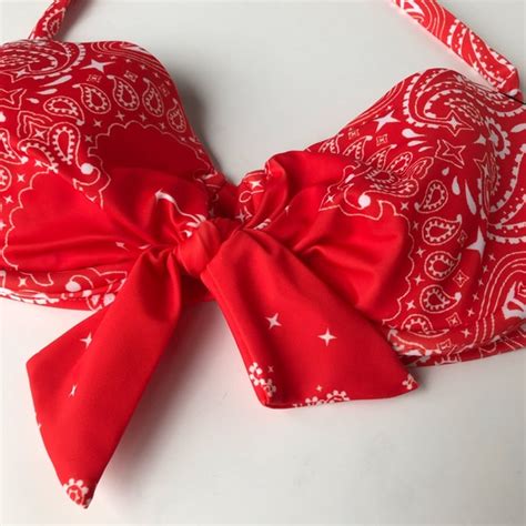 Wildfox Swim Wildfox La Bandita Bandana Red White Bikini Top M