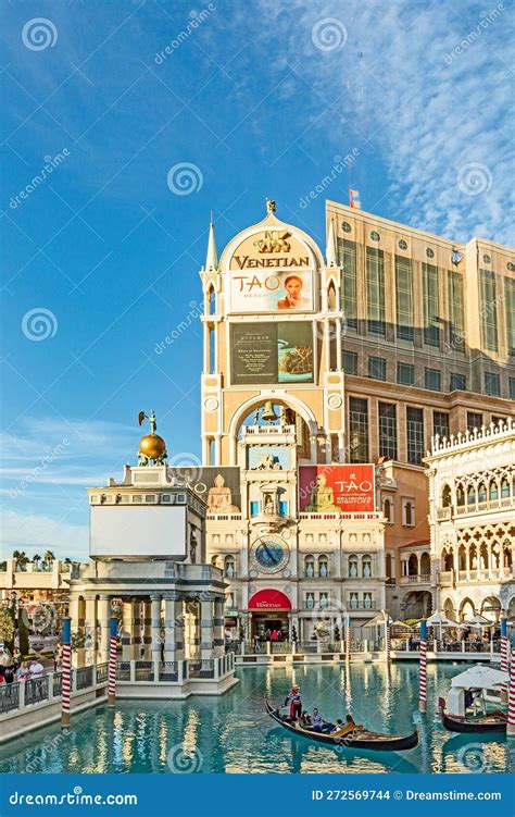 Tourists Enjoy Gondola Ride at the Venetian Hotel and Casino in Las ...