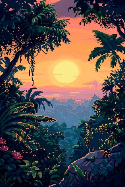 Paisaje De La Selva En Estilo Pixel Art Imagen Generada Con IA