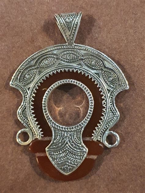 Proantic Pendentif Afghanistan Ancien Cornaline Argent Massif