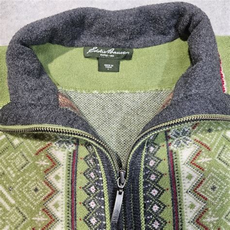 Eddie Bauer Sweaters Eddie Bauer Womens Merino Wool Zip Up Fair Isle Nordic Cardigan Sweater