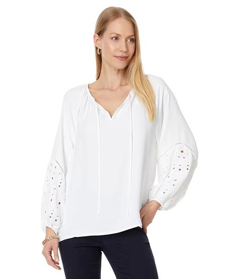 Women S Vince Camuto Raglan Slv Split Neck Blouse W Embroidery Pm