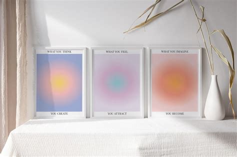 Aura Poster 3 Piece Wall Art Aura Energy Spiritual Gradient Etsy