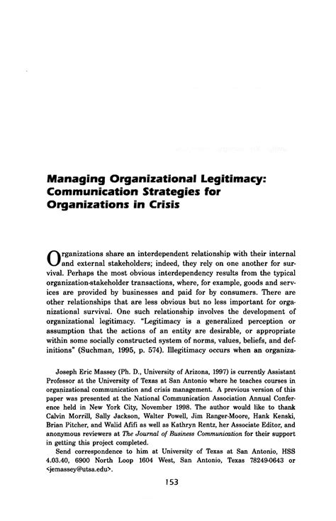 SOLUTION: Managing organizational legitimacy communication strategies