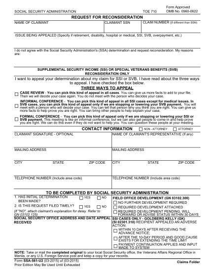 Ssa 561 Form Printable Printable Forms Free Online