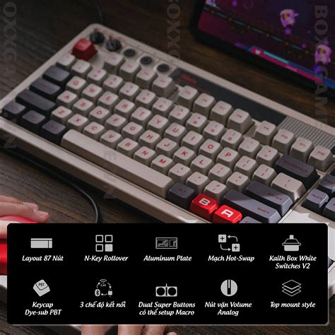 Bàn Phím Cơ BitDo Retro Mechanical Keyboard có Bluetooth G USB C Hot Swap Aluminum Plate