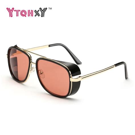 Cassic Male Sunglasses Super Star Tony Stark Iron Man Retro Vintage Eyewear Men Steampunk Su