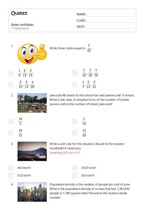 50 Ratios And Rates Worksheets For 7th Grade On Quizizz Free And Printable