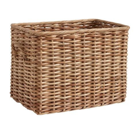 Aubrey Woven Oversized Rectangle Storage Basket Natural Pottery Barn Lidded Baskets