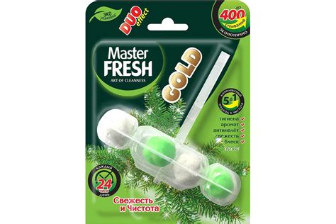 Подвесной блок для унитаза Master Fresh Duo Effect Gold 5 в 1, хвоя ...
