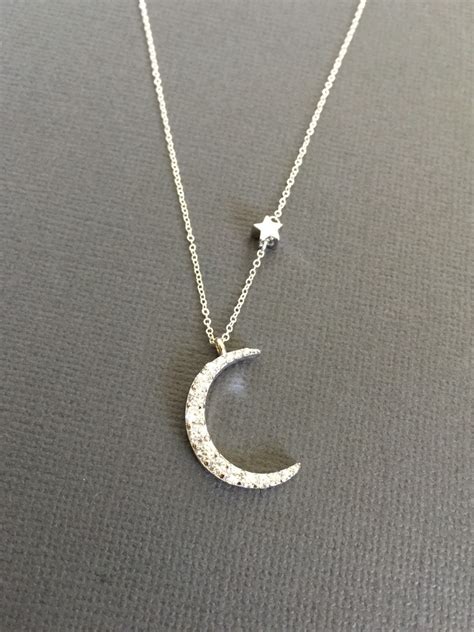 Silver Moon Necklace Star Necklace Star And Moon