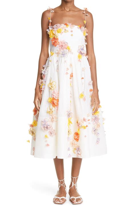 Zimmermann White Floral Applique Dress at Laurice James blog