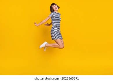 Full Length Photo Nice Brunette Millennial Stock Photo