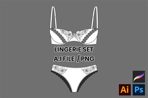 Lingerie Set Intimate Apparel Technical Drawings Vector Adobe Illustrator Procreate