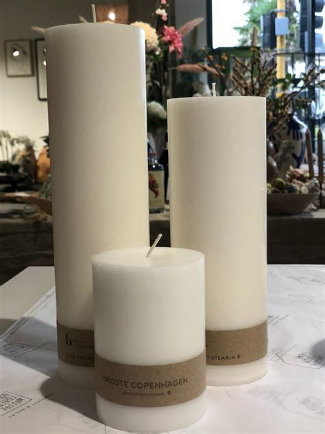 Pillar Candle Narrow Medium White 20cm X 7cm Home Love And Mette K