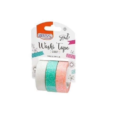 Fita Adesiva Washi Tape Glossy Branco Verde Laranja Mmx M