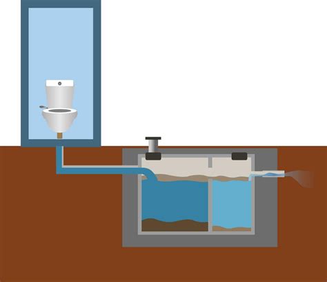 Septic Tank diagram vector illustration, toilet septic tank system illustration, home sewage