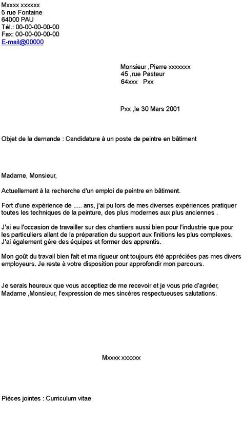 Lettre de motivation peintre en batiment débutant laboite cv fr