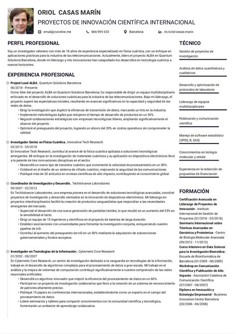 Curriculum Vitae Investigador Ejemplos Y Gu A