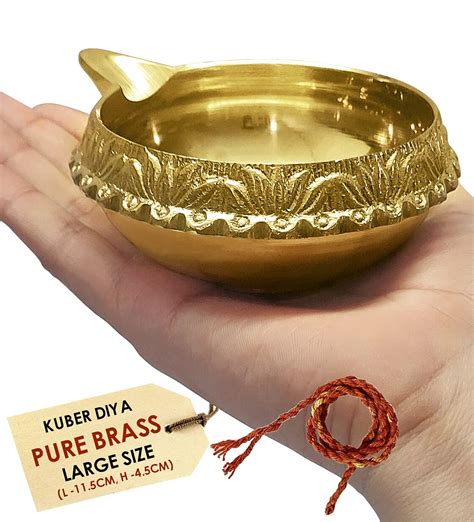 Buy SATVIK Kuber Brass Aarti Diya With 16 Inch Red Akhand Jyoti For