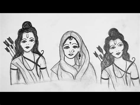 Ram Lakshman Sita Drawing Ram Navami Drawing Step By Step