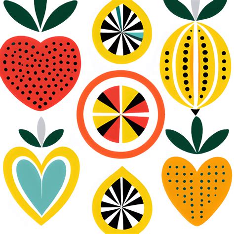 Geometric Fruit Digital Graphic Scandinavian Mid Century Design · Creative Fabrica